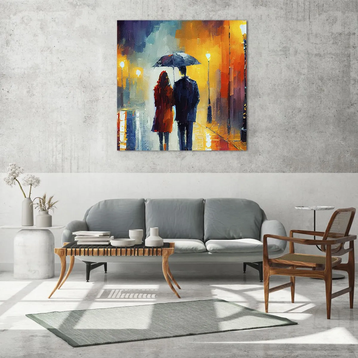 Obraz na skle - Spolu – barevná noc - 40x40 cm