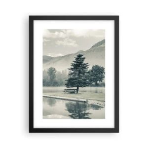 Plakát v černém rámu - Jezero ještě spí - 30x40 cm