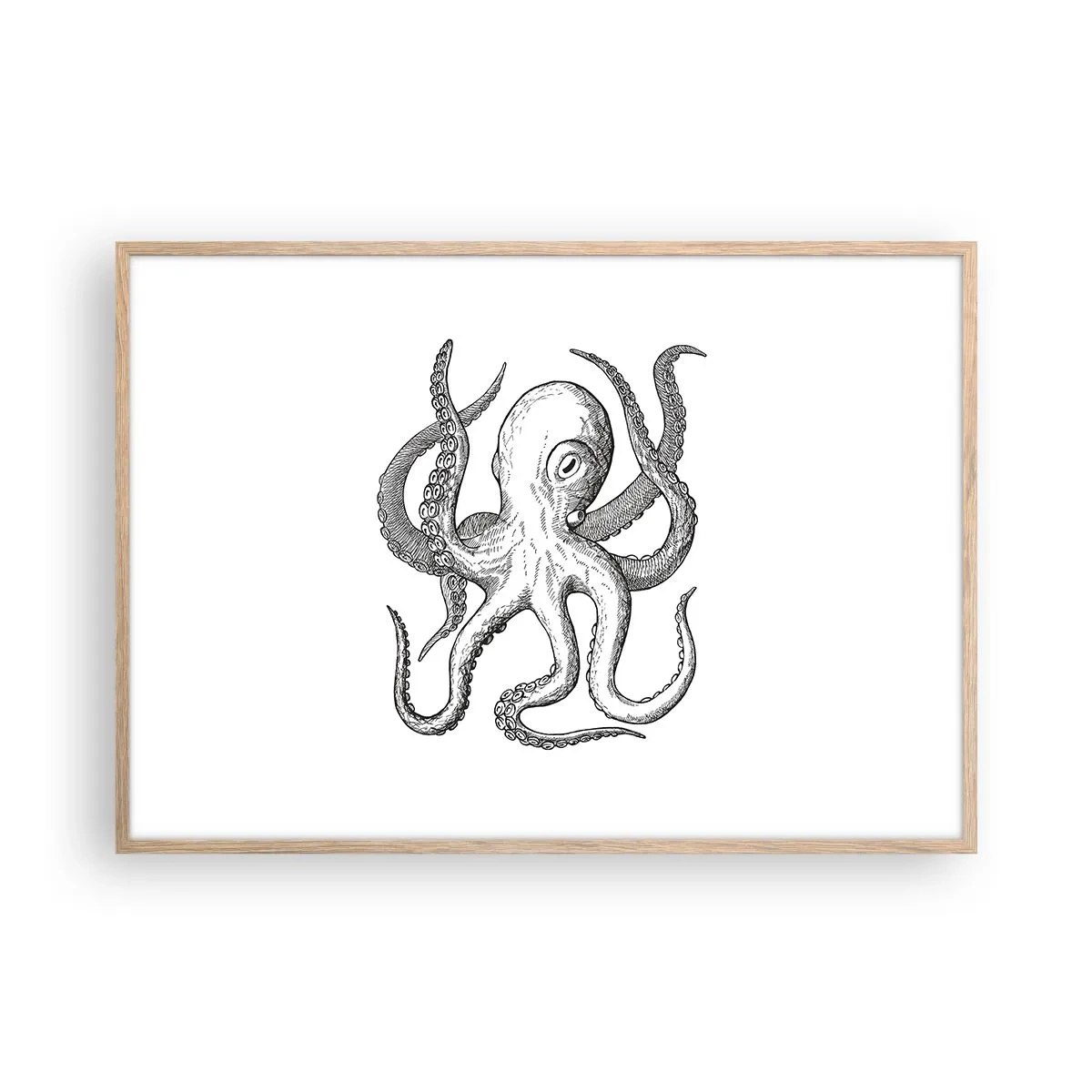 Plakát v rámu světlý dub - Tančící s vlnami - 100x70 cm