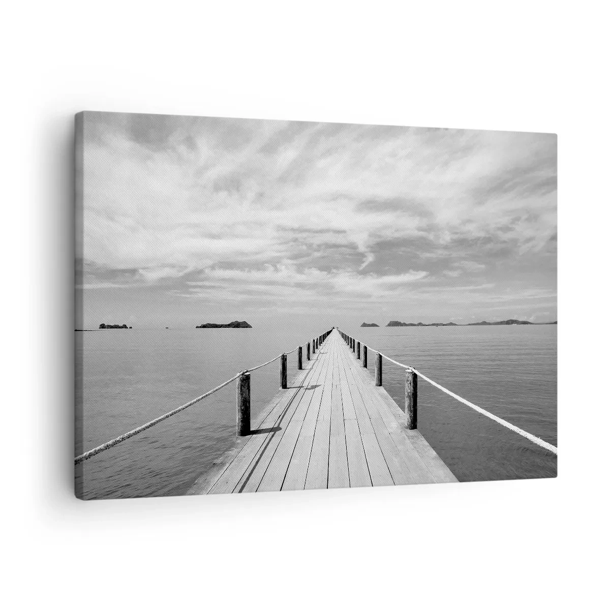 Obraz na plátně - Dřevěné molo vedoucí do dálky nad klidným mořem - 70x50cm - Co takhle cesta… - Moderní nástěnná dekorace do obývacího pokoje a ložnice ARTTOR