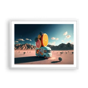 Plakát v bílém rámu - Chuť prázdnin - 70x50 cm