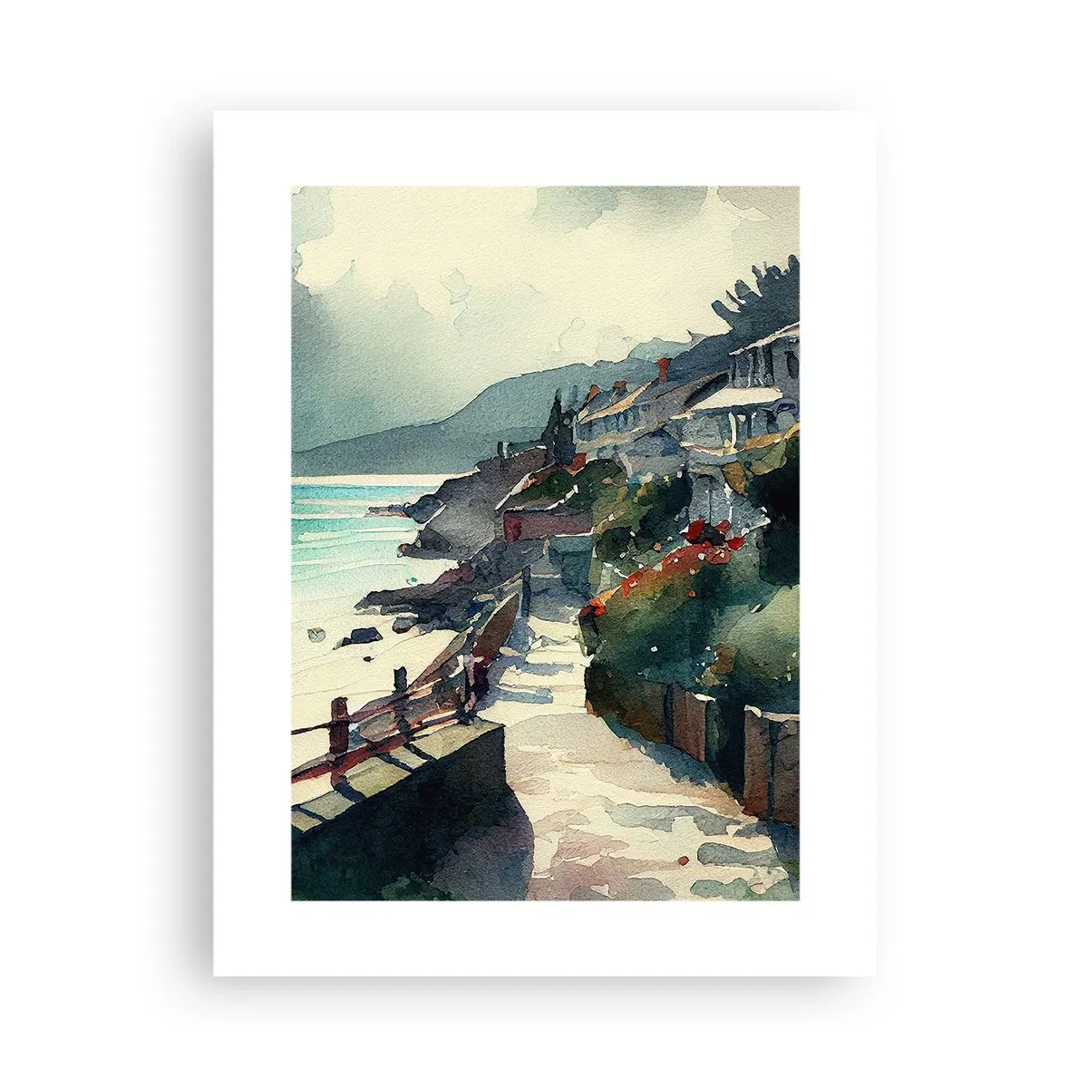 Plakát - Středomořské městečko - 30x40 cm