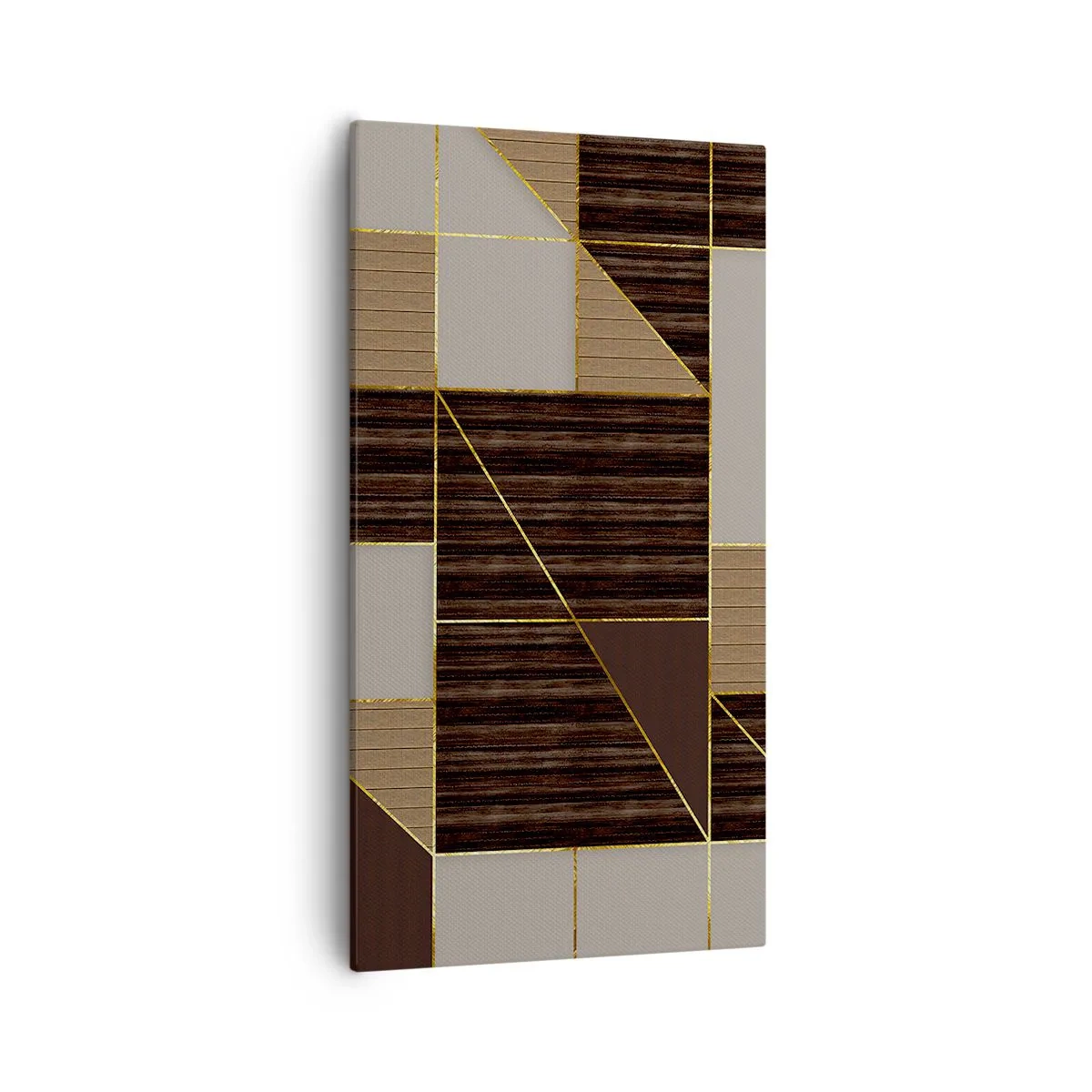Obraz na plátně - Mozaika hnědé a zlaté - 55x100 cm