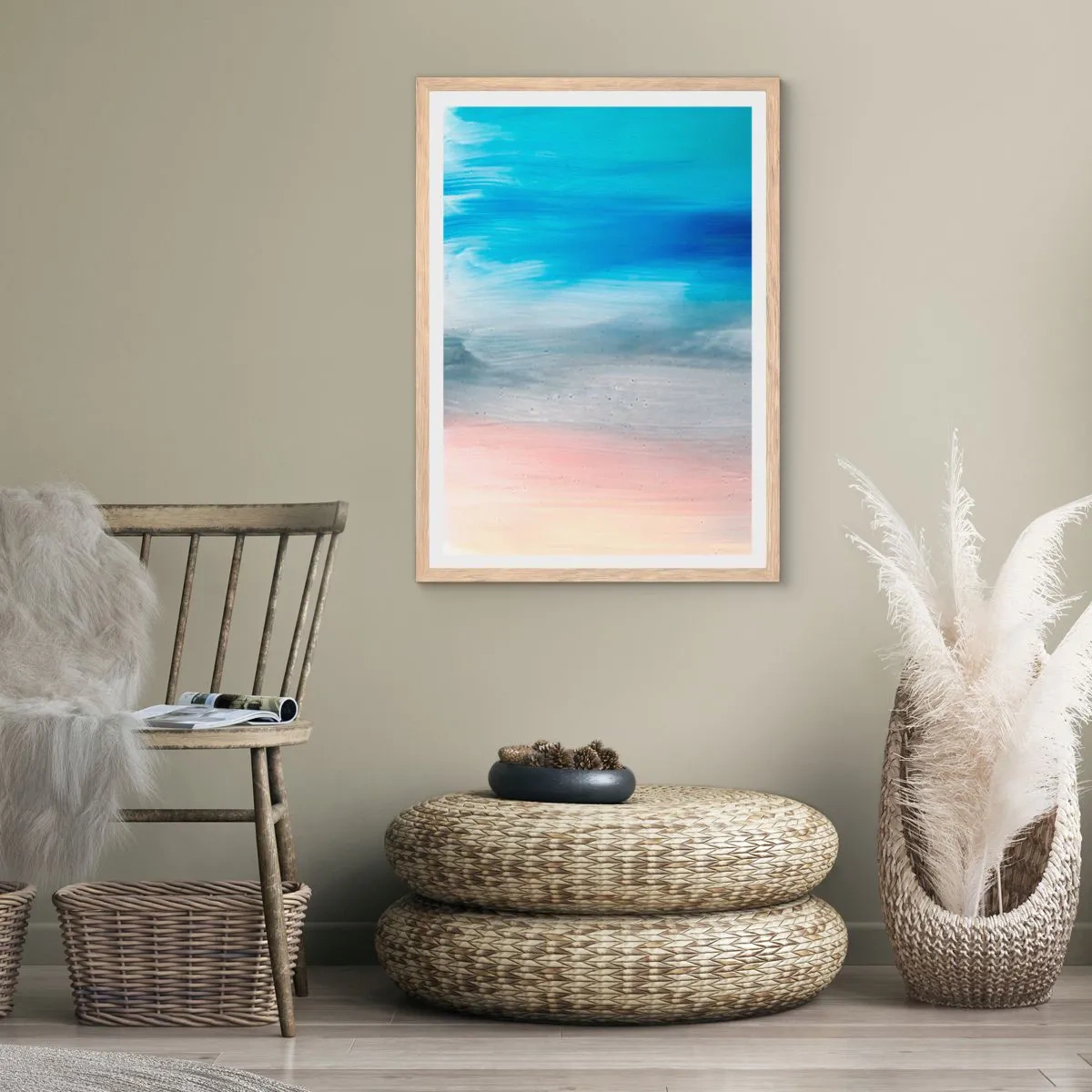 Plakát v rámu světlý dub - Živly: vzduch - 40x50 cm