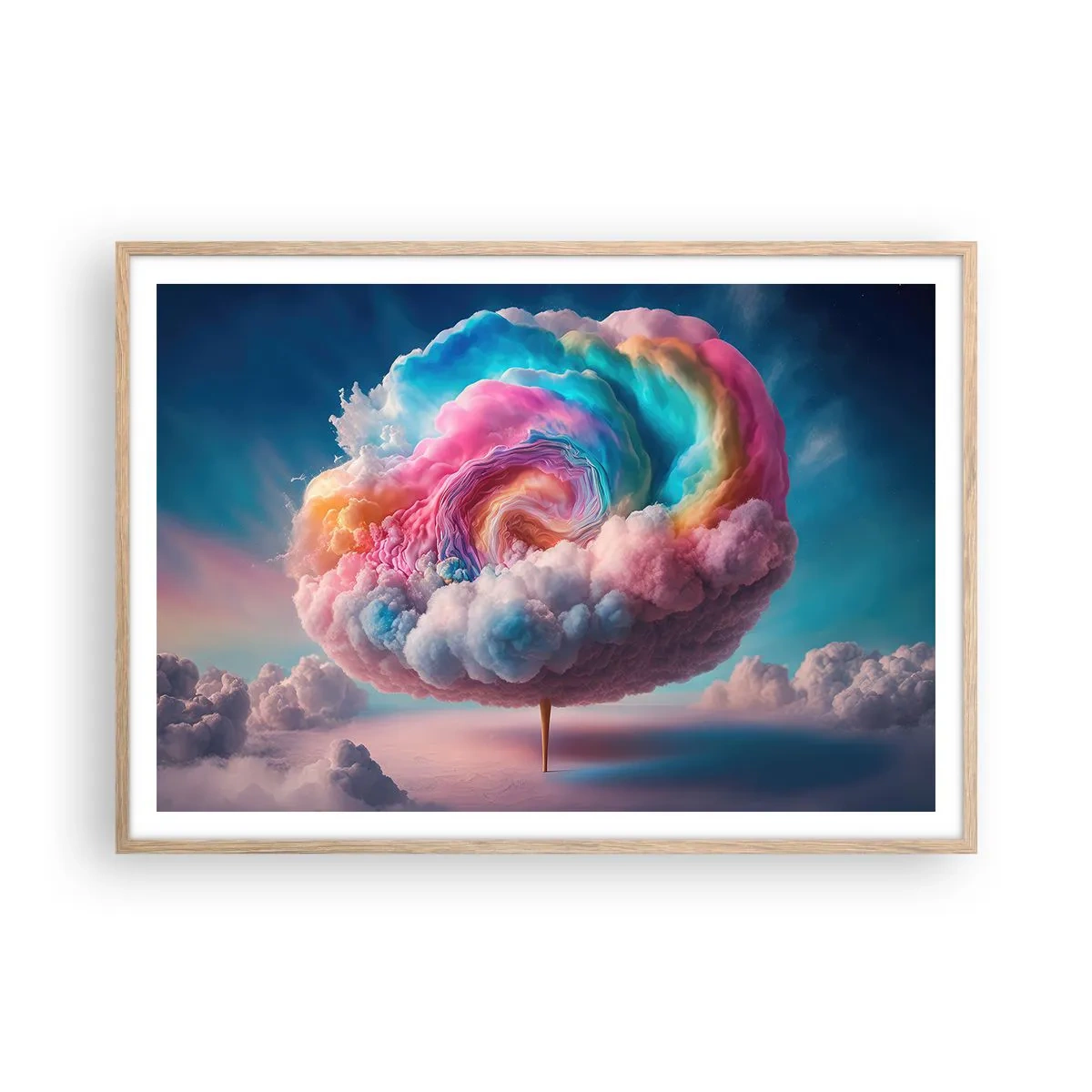 Plakát v rámu světlý dub - Sen o zábavním parku - 100x70 cm