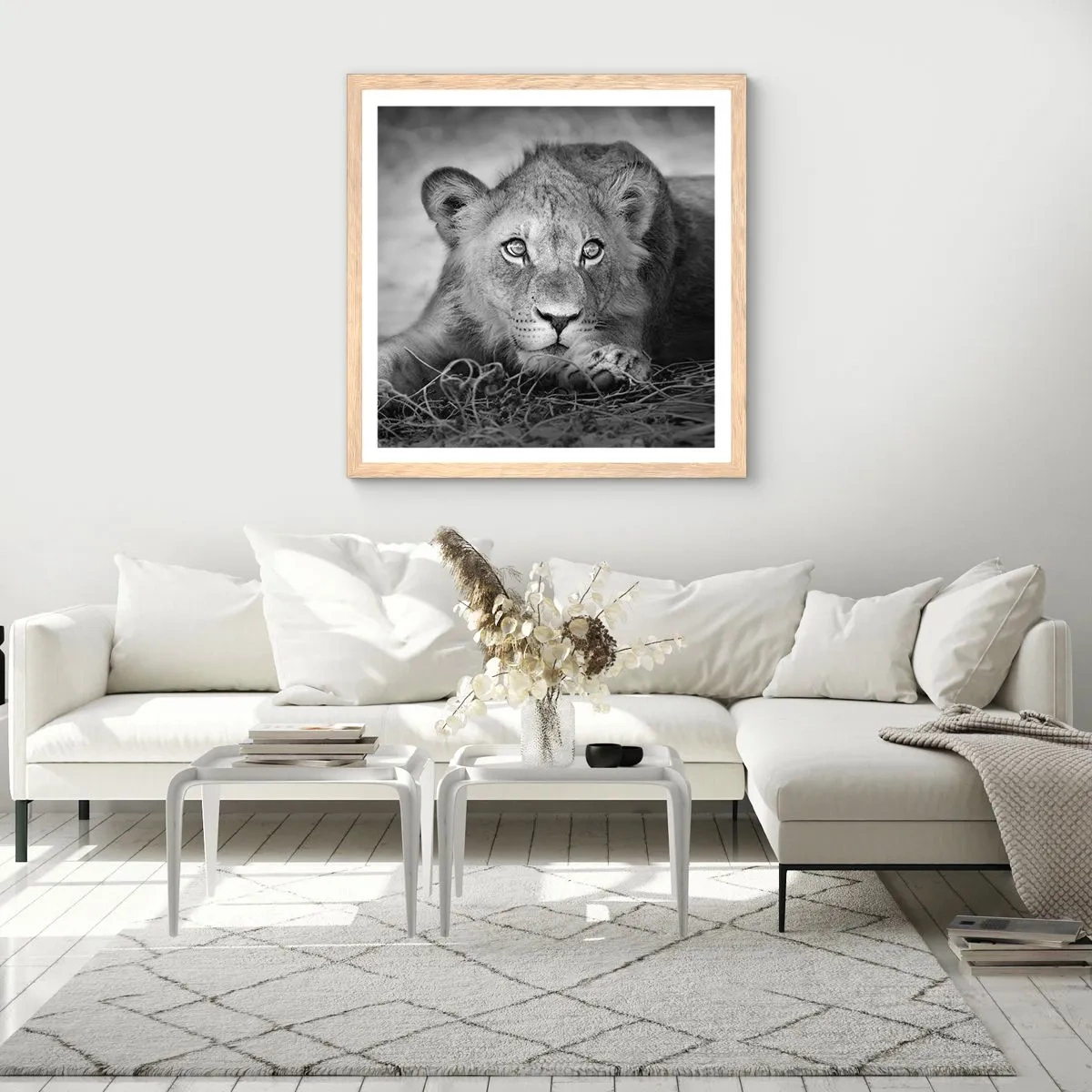 Plakát v rámu světlý dub - Královské štěně - 40x40 cm