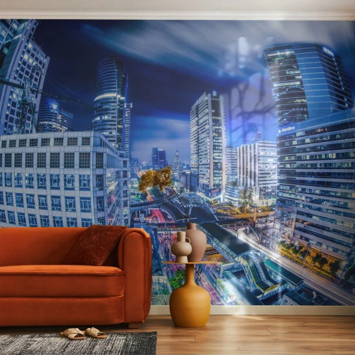 Fototapeta Premium Canvas - Rytmy nočního města - Město, Bangkok, Architektura - 200x140 cm