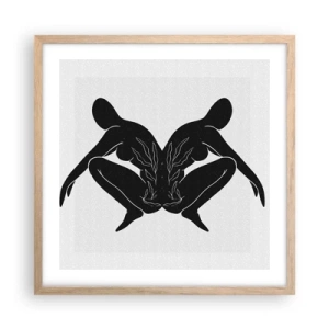 Plakát v rámu světlý dub - Společná duše - 50x50 cm