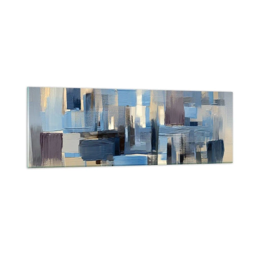 Obraz na skle - Modrá konstrukce - 90x30 cm