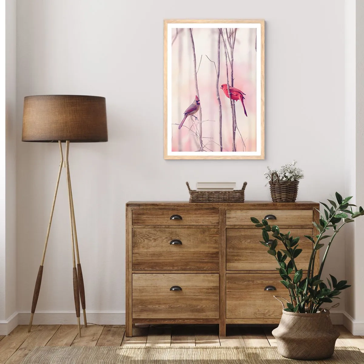 Plakát v rámu světlý dub - Příběh růžového lesa - 70x100 cm