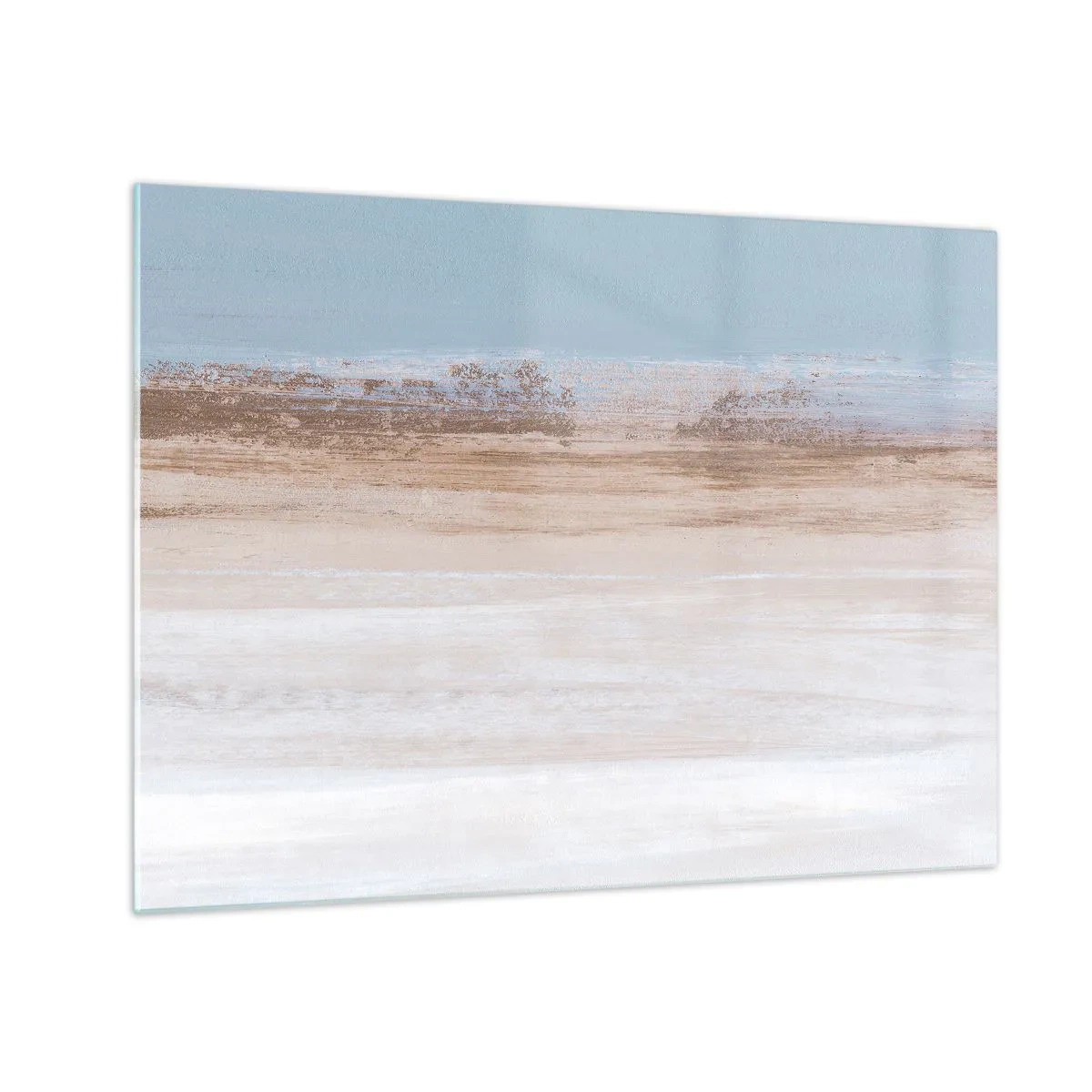 Obraz na skle - Abstraktní krajina s pastelovou oblohou a zemí - 70x50cm - Dvojznačná krajina - Moderní nástěnná dekorace do obývacího pokoje a ložnice ARTTOR
