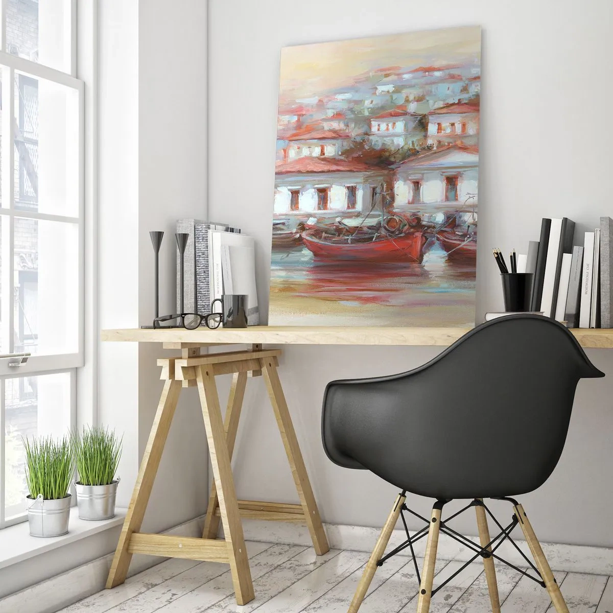 Obraz na skle - Šťastné městečko - 50x70 cm