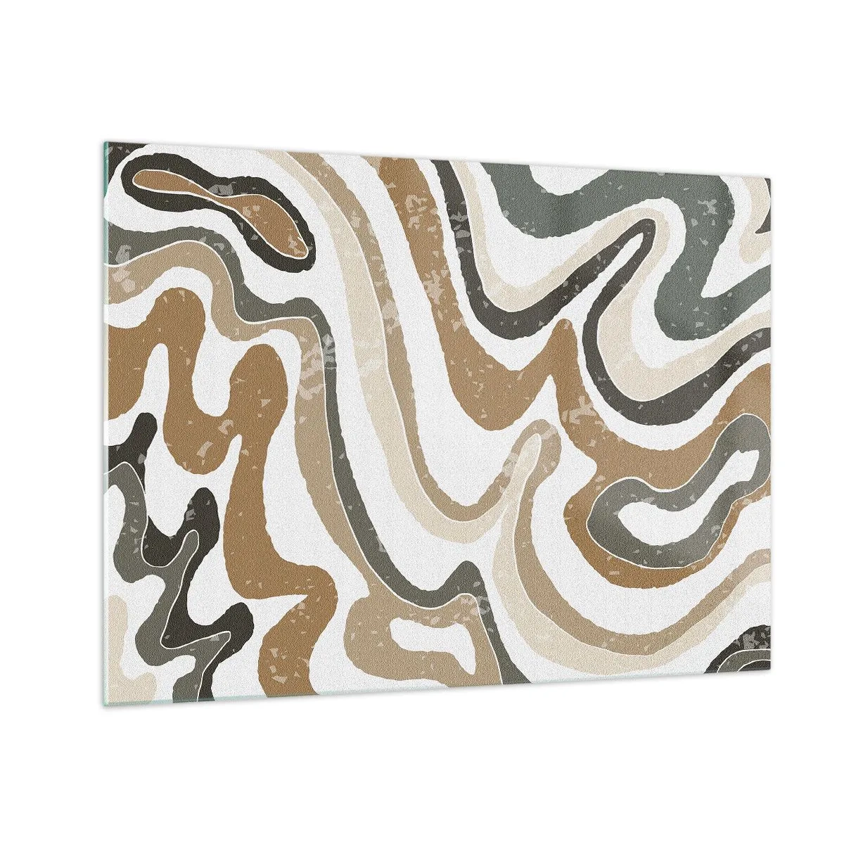 Obraz na skle - Abstraktní vzor v zemitých barvách - 70x50cm - Meandry zemitých barev - Moderní nástěnná dekorace do obývacího pokoje a ložnice ARTTOR