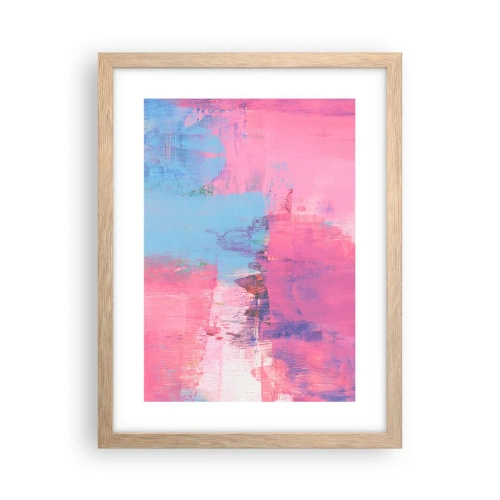 Plakát v rámu světlý dub - Růžová, modrá a špetka světla - 30x40 cm
