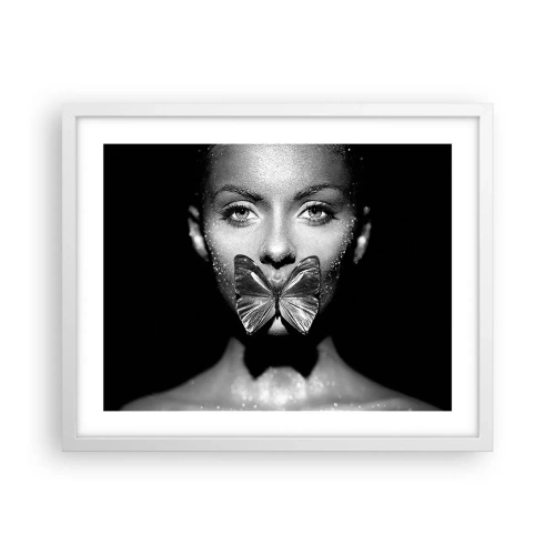 Plakát v bílém rámu - Motýlí polibek - 50x40 cm