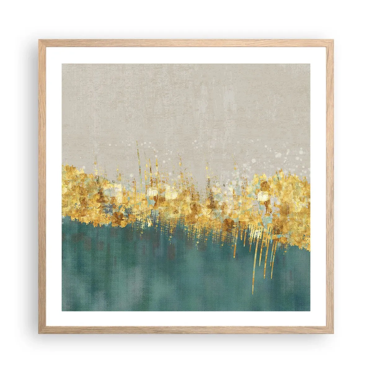 Plakát v rámu světlý dub - Zlatá hranice - 60x60 cm