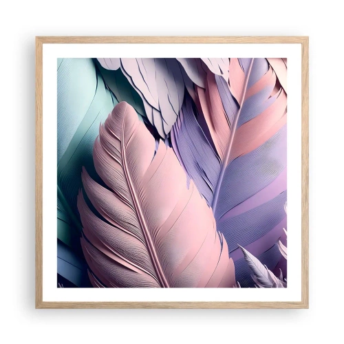 Plakát v rámu světlý dub - Ptačí styl - 60x60 cm