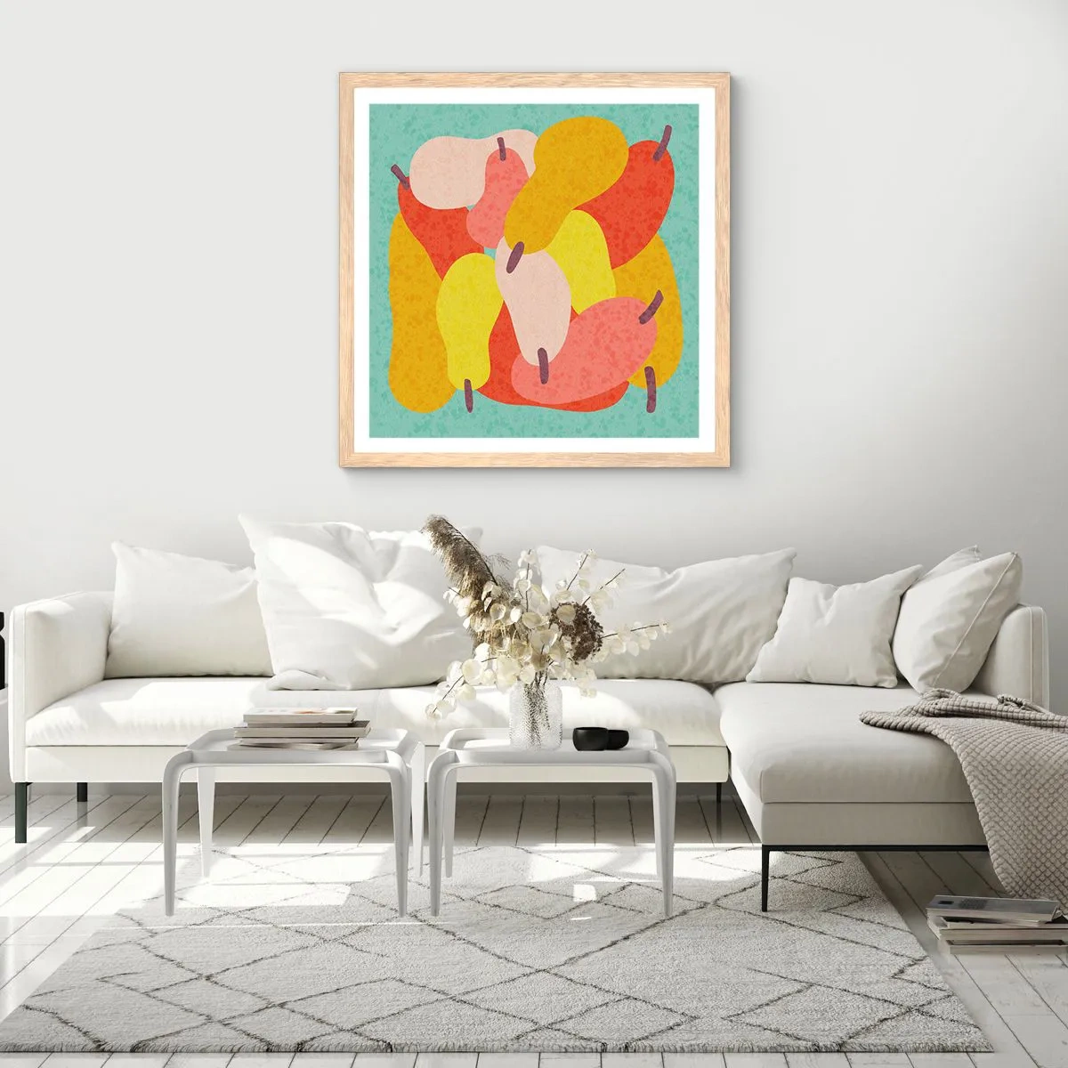 Plakát v rámu světlý dub - Ochutnejte letní slunce - 60x60 cm