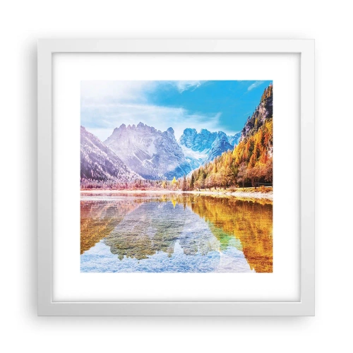 Plakát v bílém rámu - A v horách už je podzim - 30x30 cm