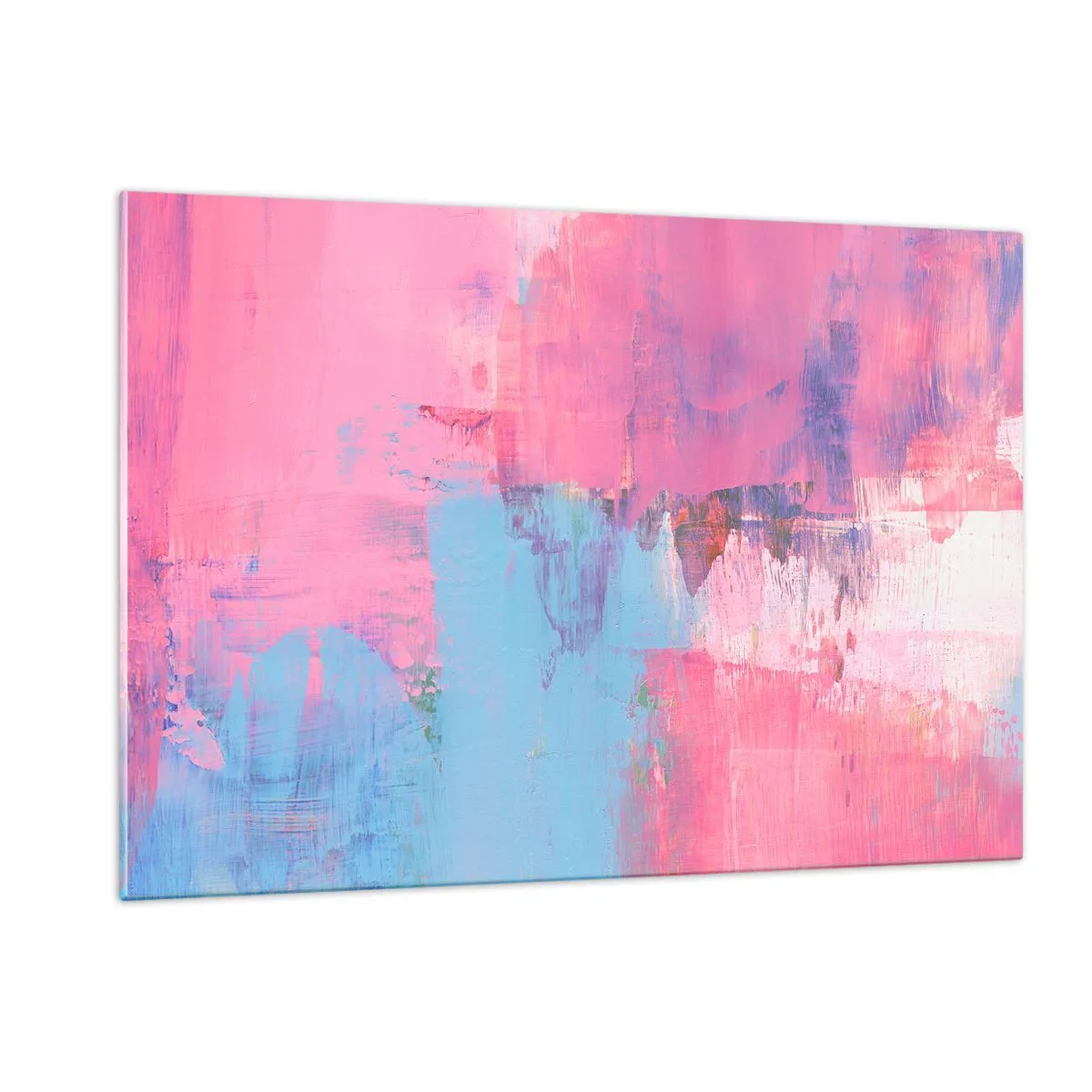 Obraz na skle - Růžová, modrá a špetka světla - 120x80 cm