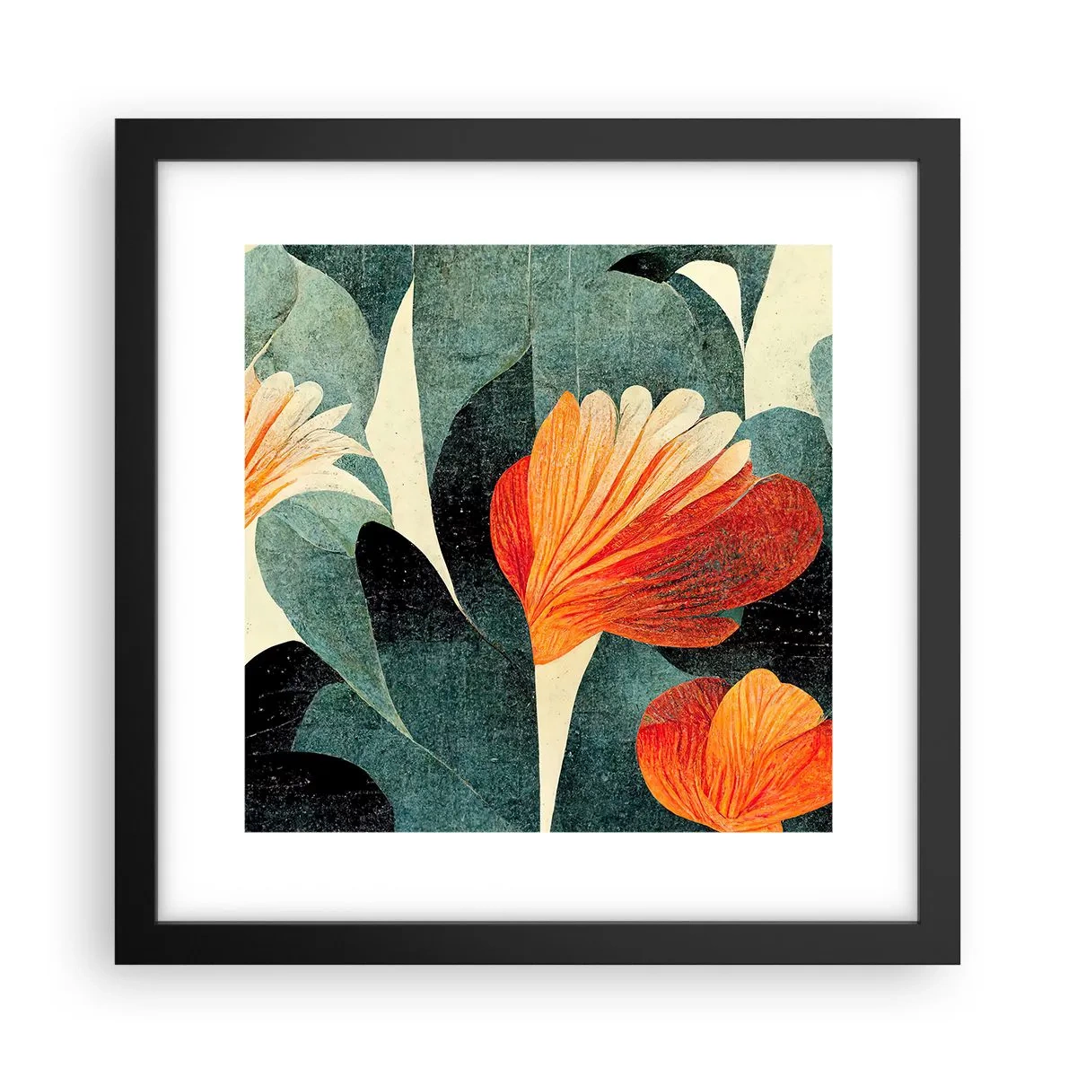 Plakát v černém rámu - Tropické horko a chlad zeleně - 30x30 cm