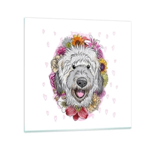 Obraz na skle - Štěněcí radost - 70x70 cm