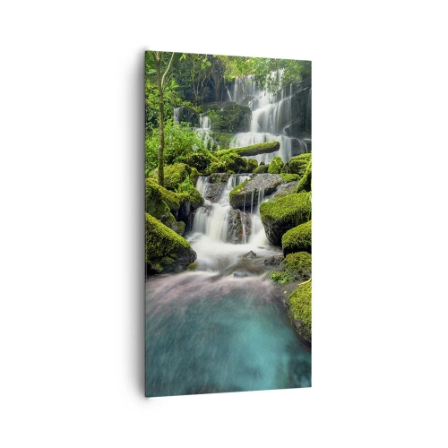 Obraz na plátně - Tyrkys, safíry a tekuté stříbro - 65x120 cm