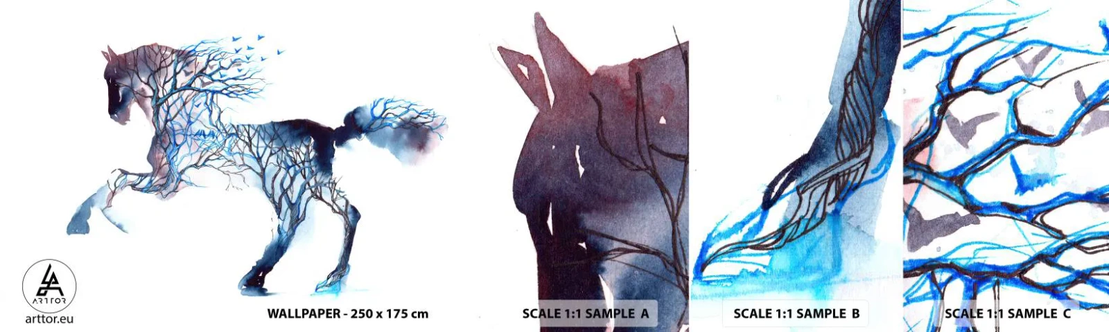 Fototapeta Vzorek Standard Eco - Jakoby se les pohnul - Abstrakce, Kůň, Zvířata - 100x30 cm