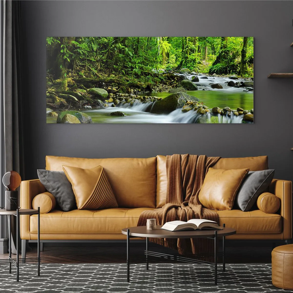 Obraz na skle - Plout mořem zeleně - 90x30 cm