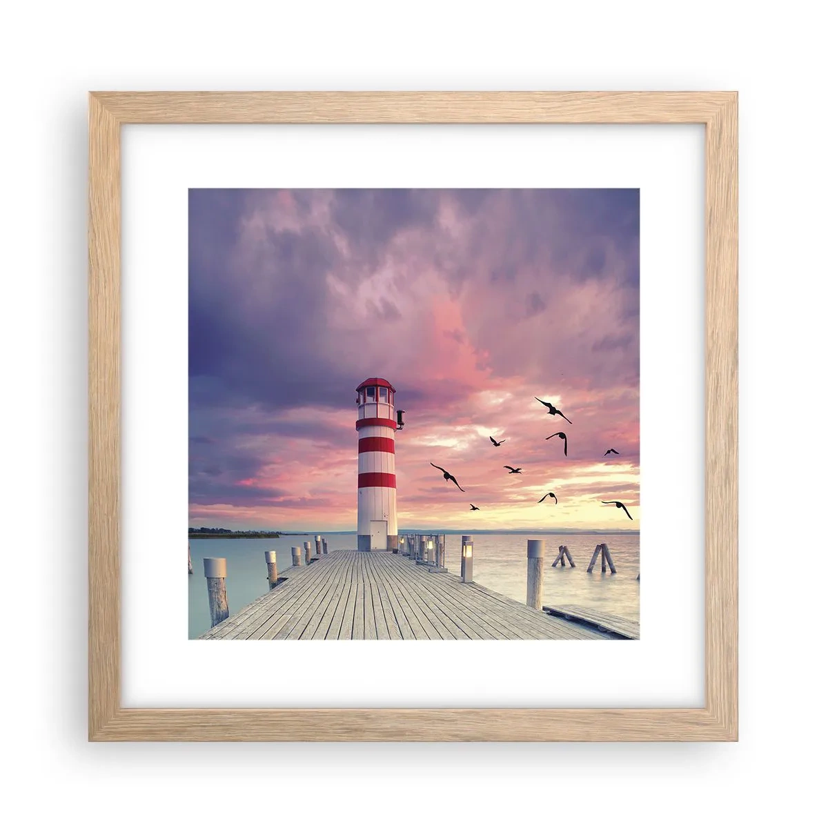 Plakát v rámu světlý dub - Čas jít do přístavu - 30x30 cm