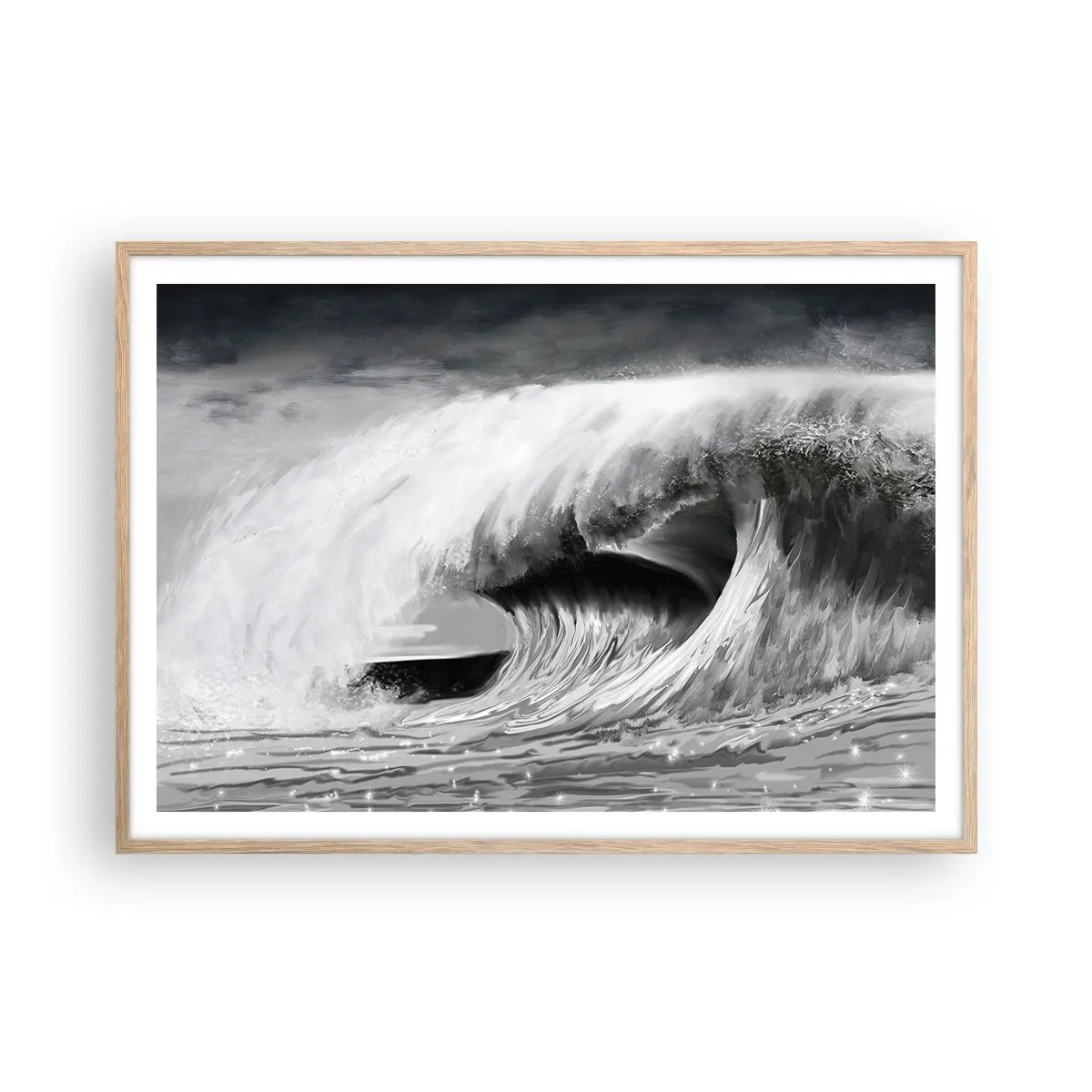 Plakát v rámu světlý dub - Hněv oceánu - 100x70 cm