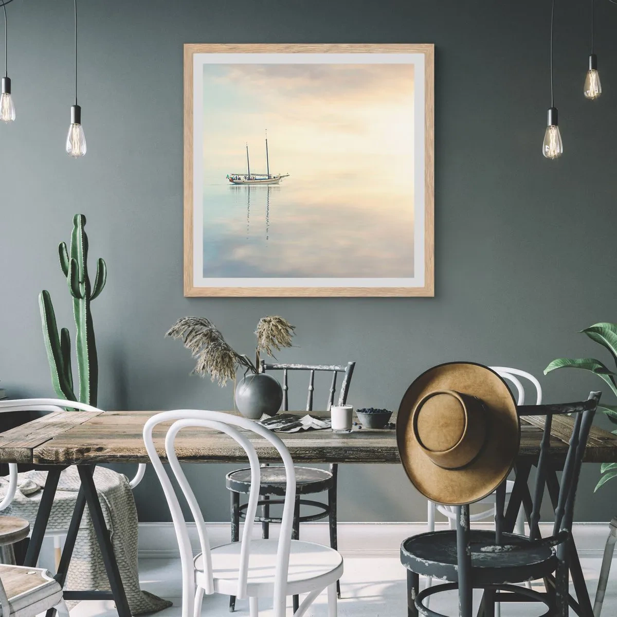 Plakát v rámu světlý dub - V moři ticha - 40x40 cm