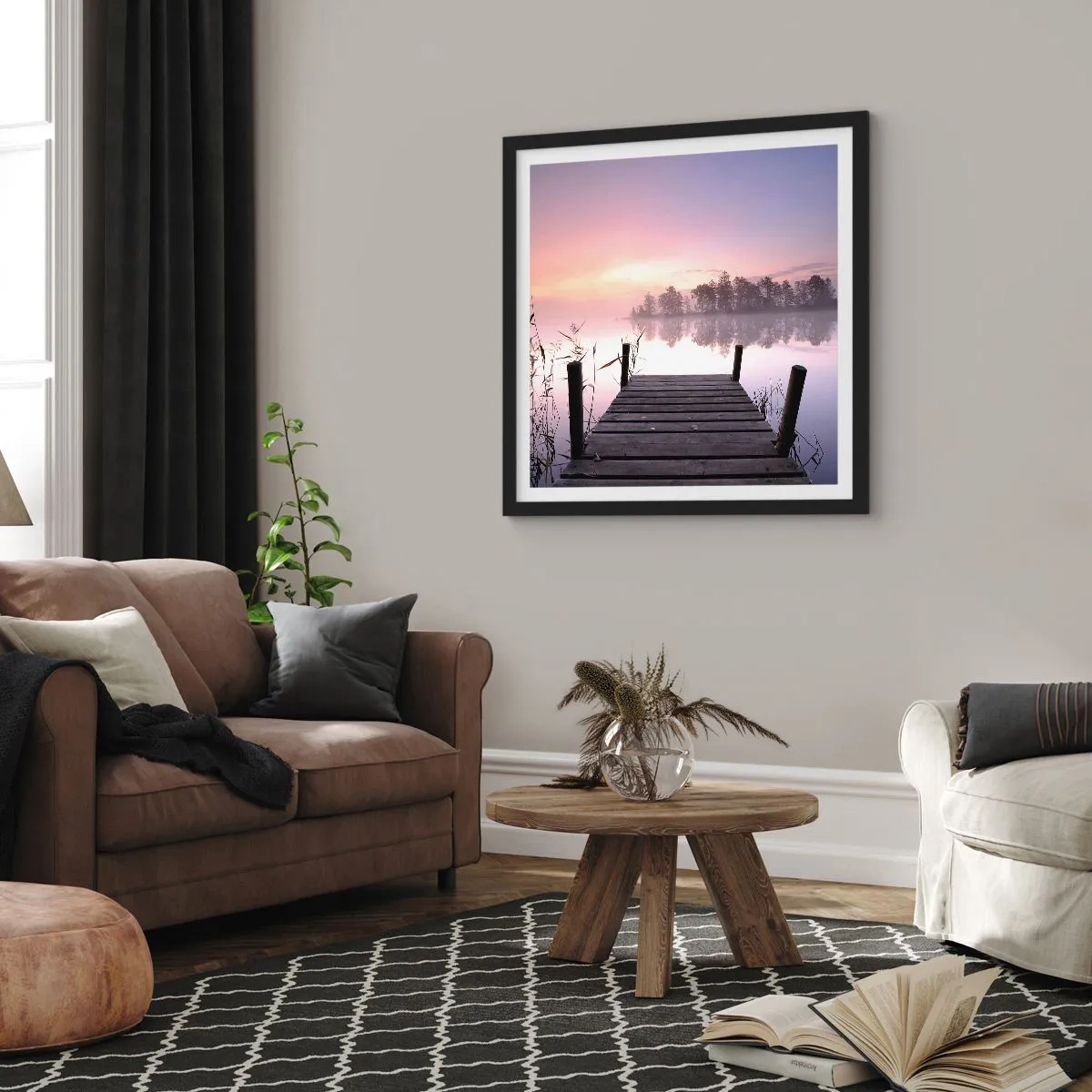 Plakát v černém rámu - Z liliové mlhy… - 60x60 cm