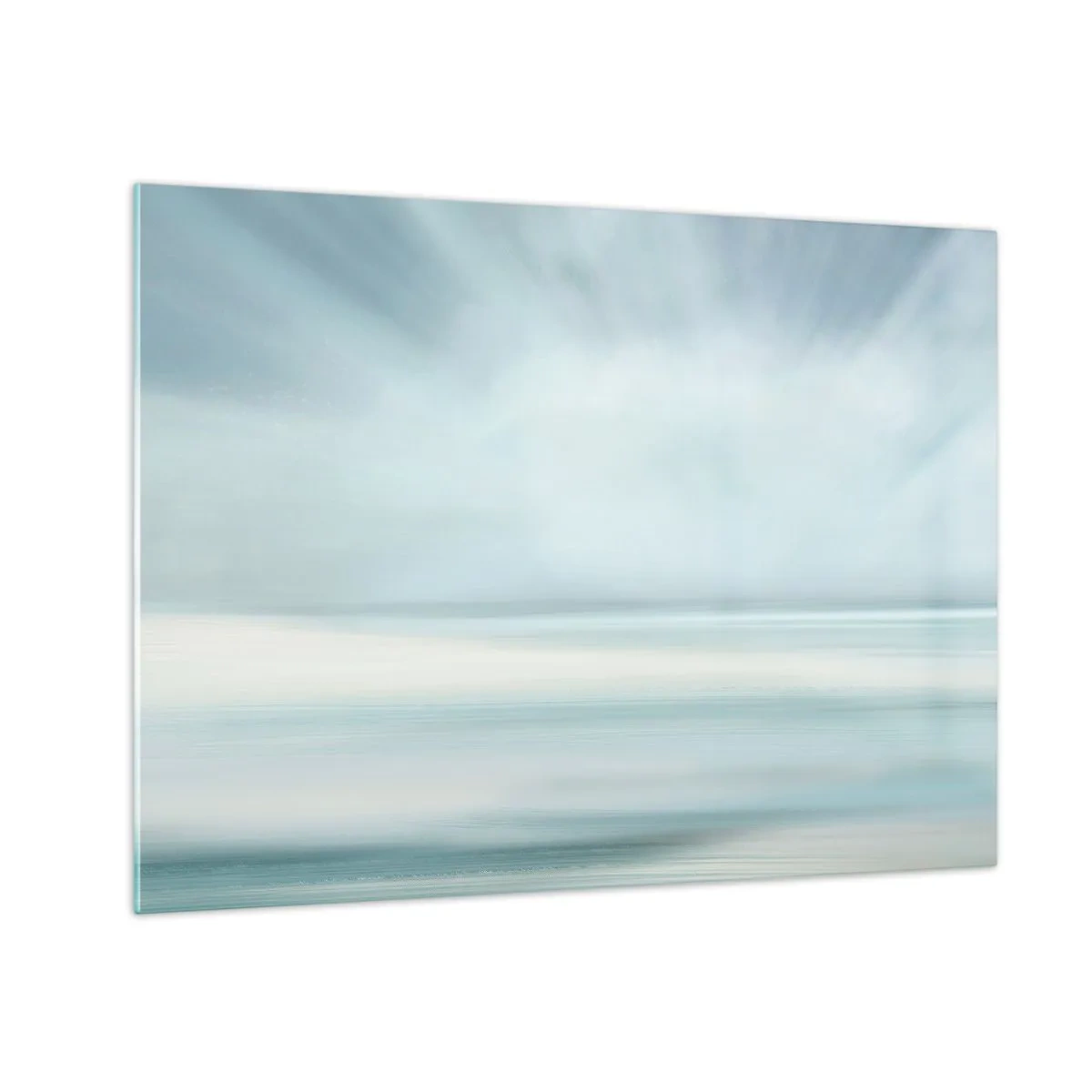 Obraz na skle - Rozmazaná abstrakce v odstínech modré, bílé a šedé - 70x50cm - Klid až kam oko sahá - Moderní nástěnná dekorace do obývacího pokoje a ložnice ARTTOR