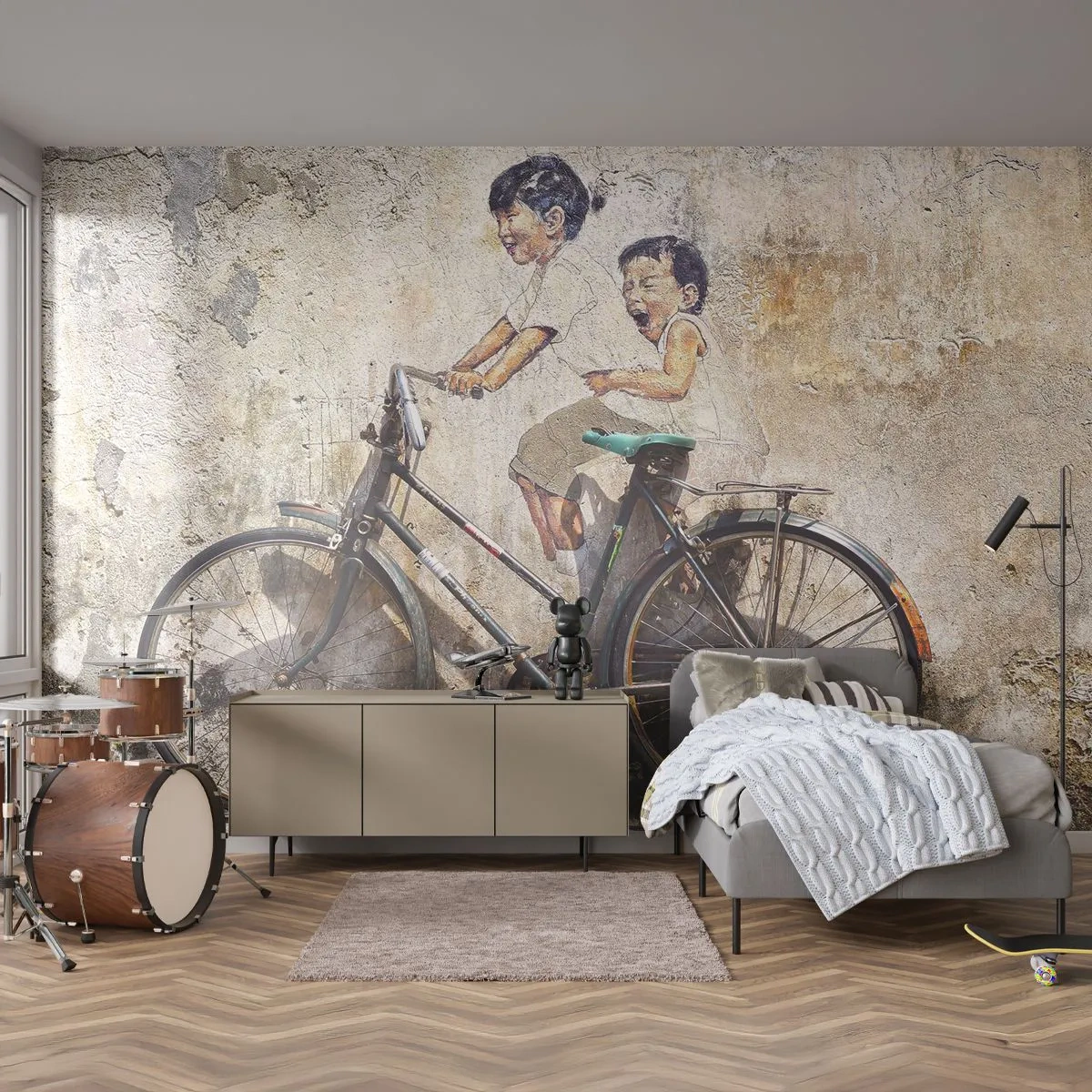 Fototapeta Samolepicí Deluxe Sticker - Pravda nebo klam? - Abstrakce, Nástěnná malba, Jízdní kolo - 250x175 cm