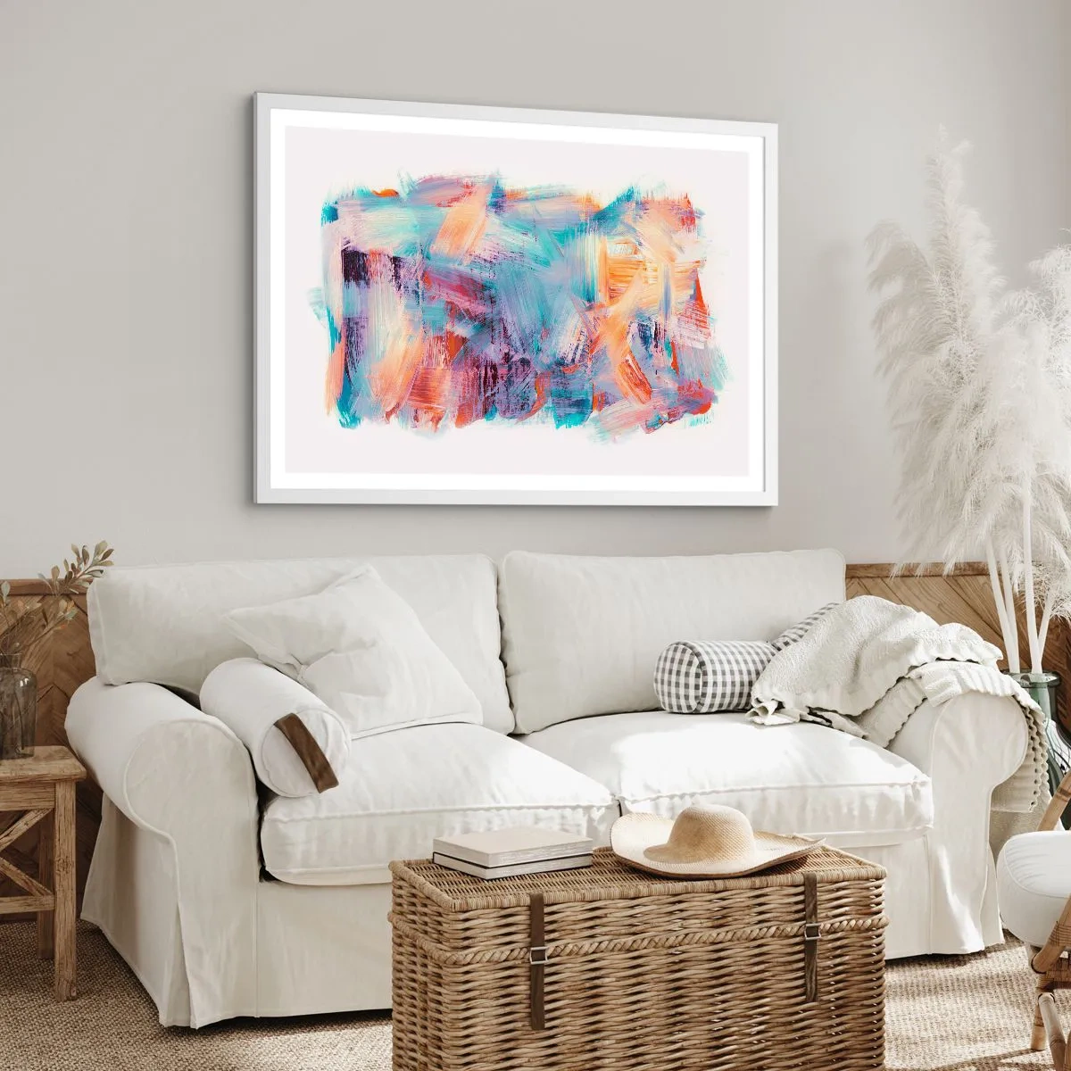 Plakát v bílém rámu - Barevný nepořádek - 100x70 cm