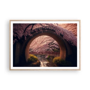 Plakát v rámu světlý dub - Japonské jaro - 100x70 cm