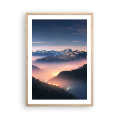 Plakát v rámu světlý dub - Světlo v údolích - 50x70 cm