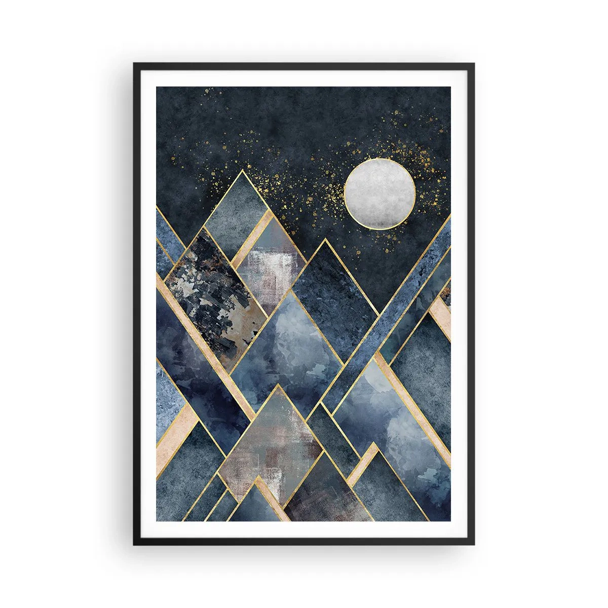 Plakát v černém rámu - Geometrická krajina - 70x100 cm
