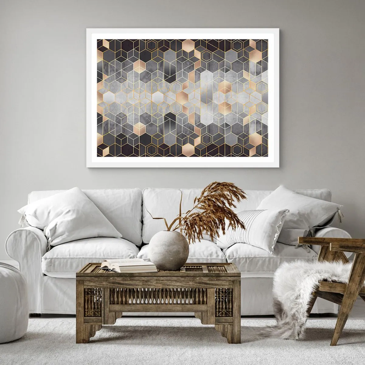 Plakát v bílém rámu - Diamantová kompozice - 50x50 cm
