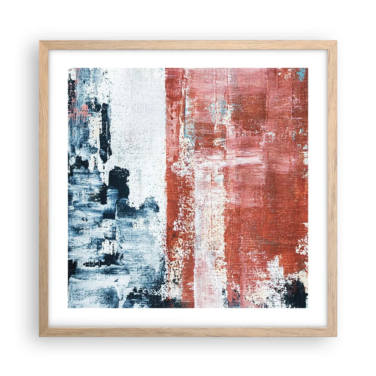 Plakát v rámu světlý dub - Abstraktní půl na půl - 50x50 cm