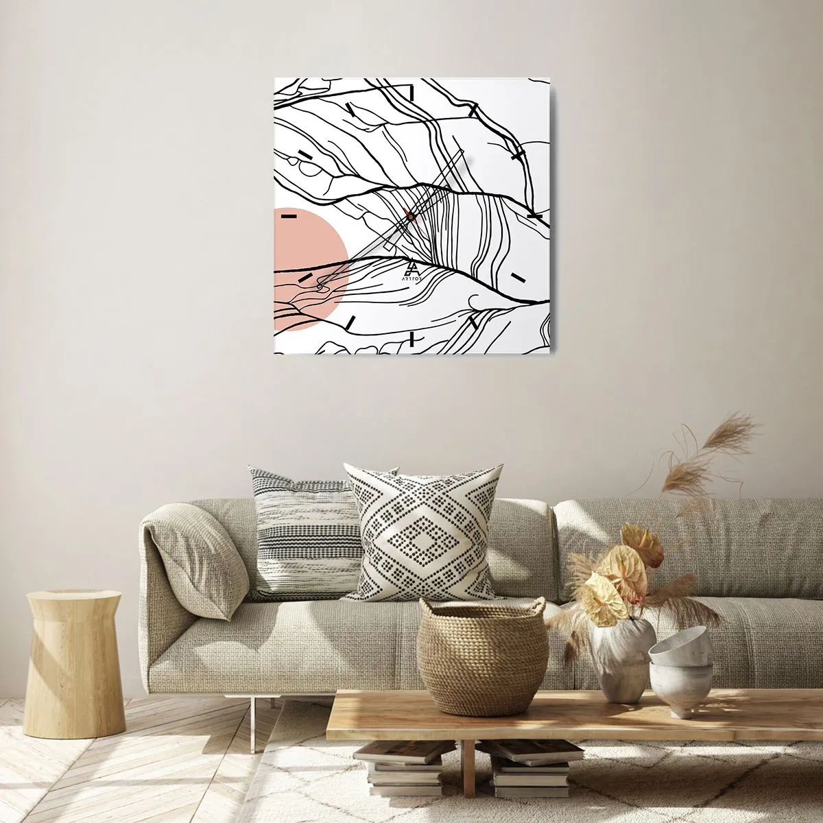 Nástěnné hodiny - V síti větviček - 40x40 cm