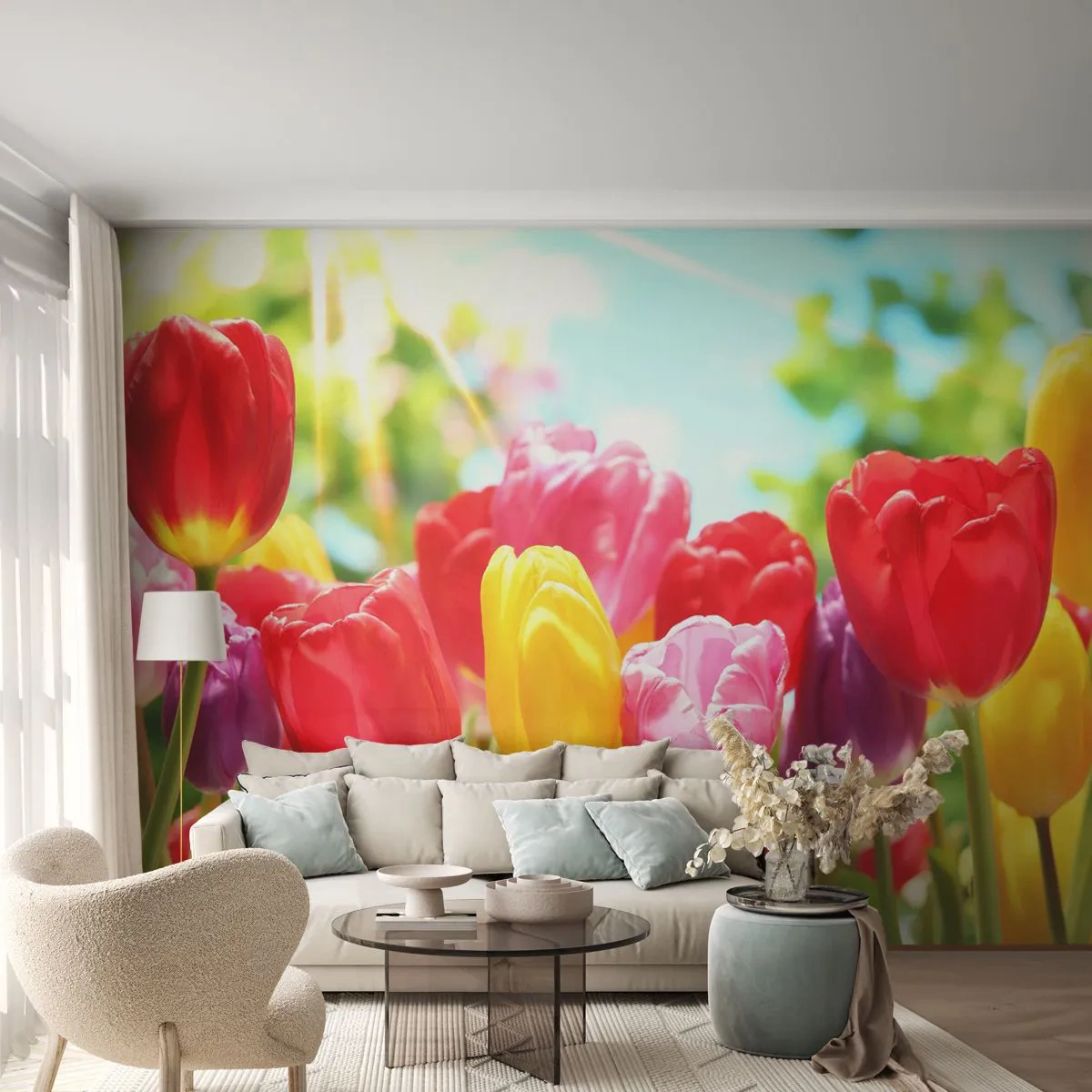 Fototapeta Samolepicí Deluxe Sticker - To jsme my, barvy května! - Květiny, tulipány, Zahrada - 250x175 cm