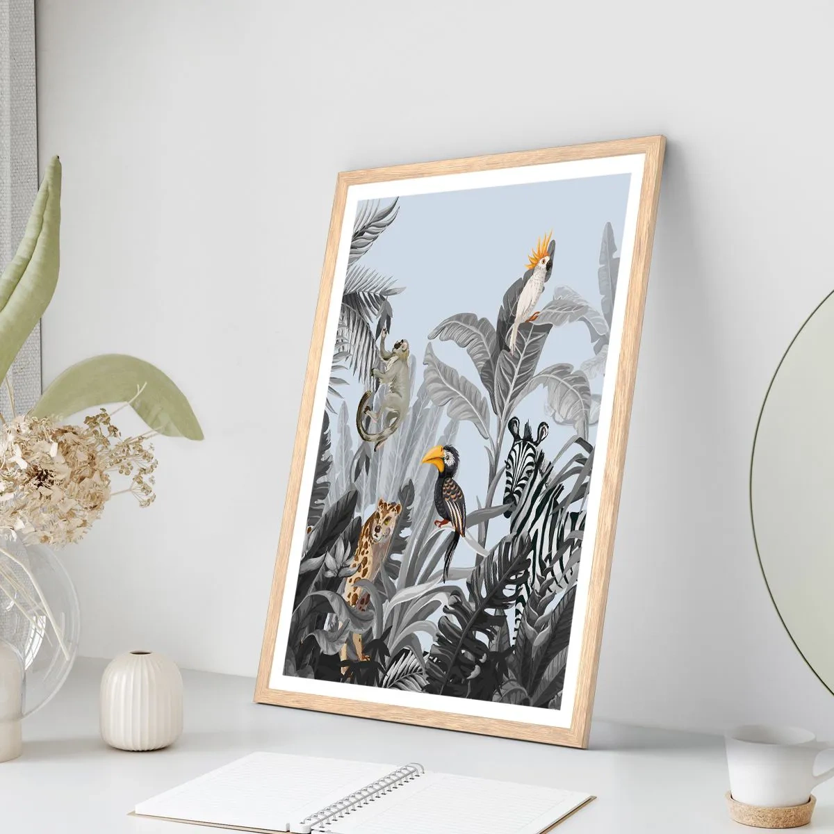 Plakát v rámu světlý dub - Africká pohádka - 40x50 cm