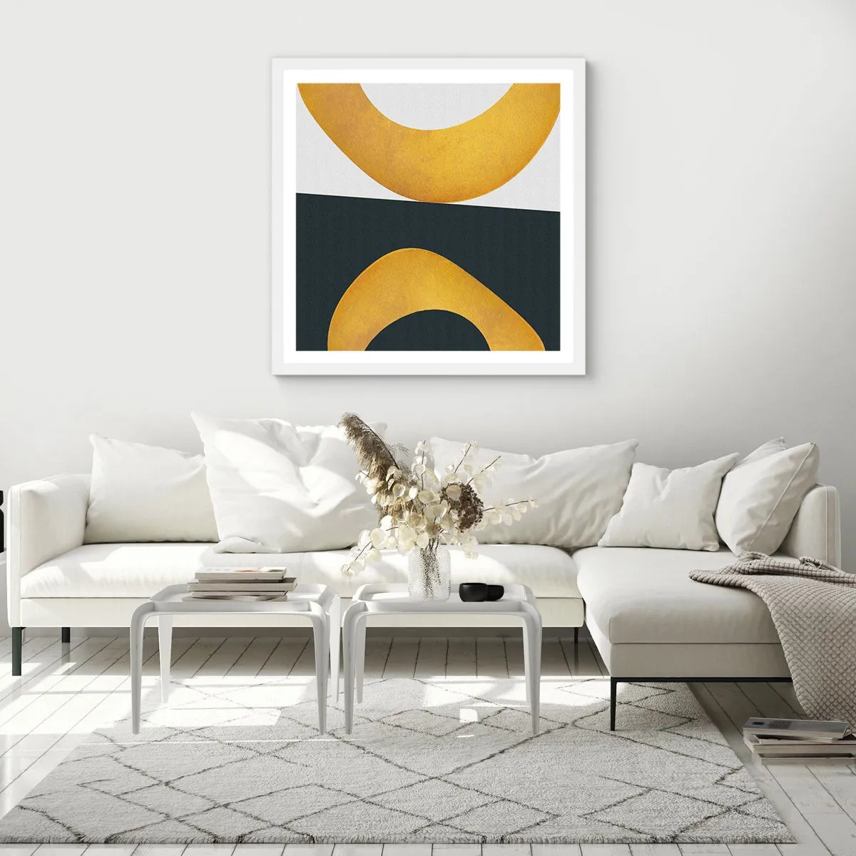 Plakát v bílém rámu - Zaprvé: zlato - 60x60 cm
