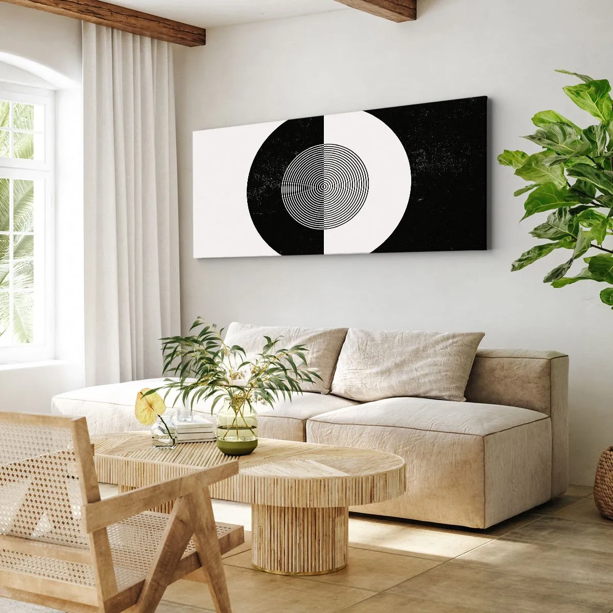 Obraz na plátně - Harmonie v černé a bílé - 100x40 cm