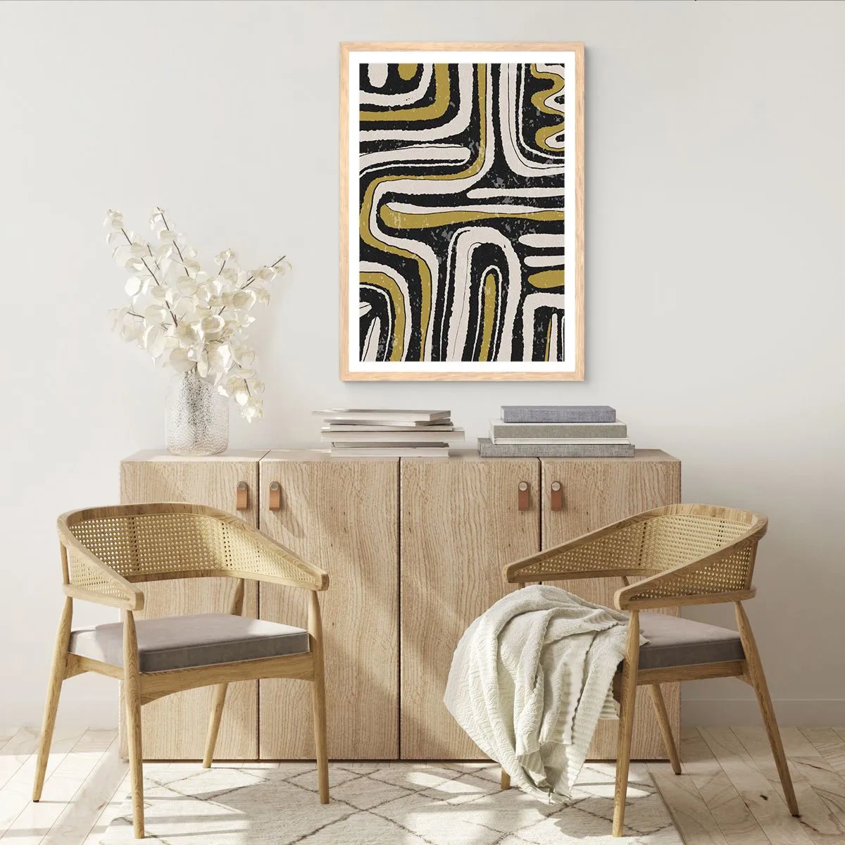 Plakát v rámu světlý dub - Kompozice: trakty a uličky - 40x50 cm