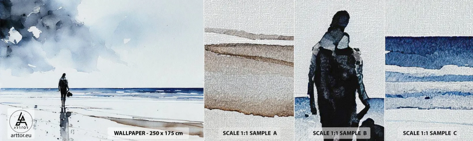 Vzor Fototapety Premium Canvas - Rozhovor s mořem - Osamělý, Muž, Pobřeží - 100x30 cm