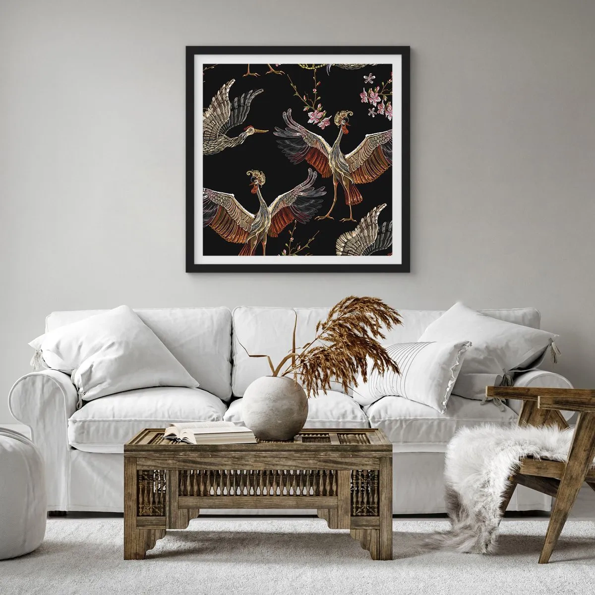 Plakát v černém rámu - Pohádkový pták - 50x50 cm