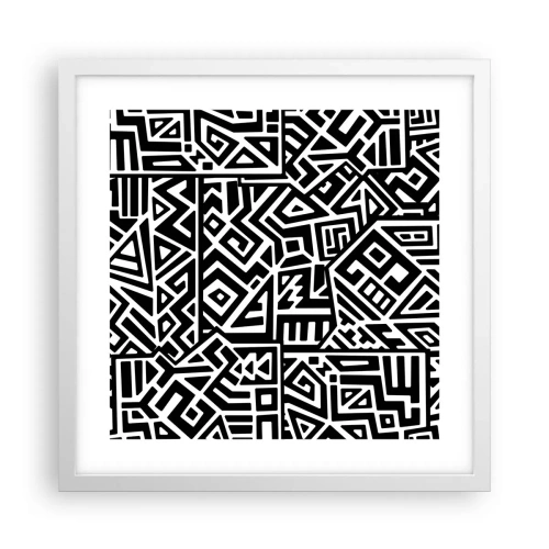 Plakát v bílém rámu - Předkolumbovská kompozice - 40x40 cm